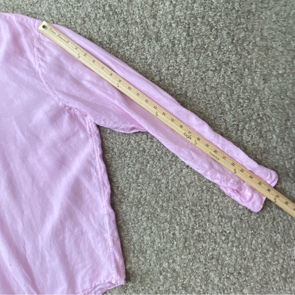 Le Club Mens 2XL Linen Pink Button Up Long Sleeve Shirt Beach Causal Blue - Picture 9 of 9